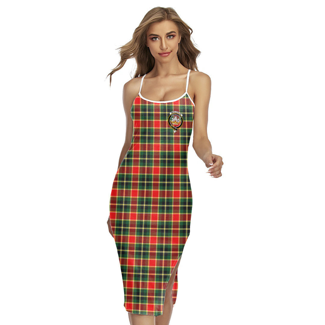 MacLachlan Hunting Modern Tartan Crest Back Cross Cami Dress