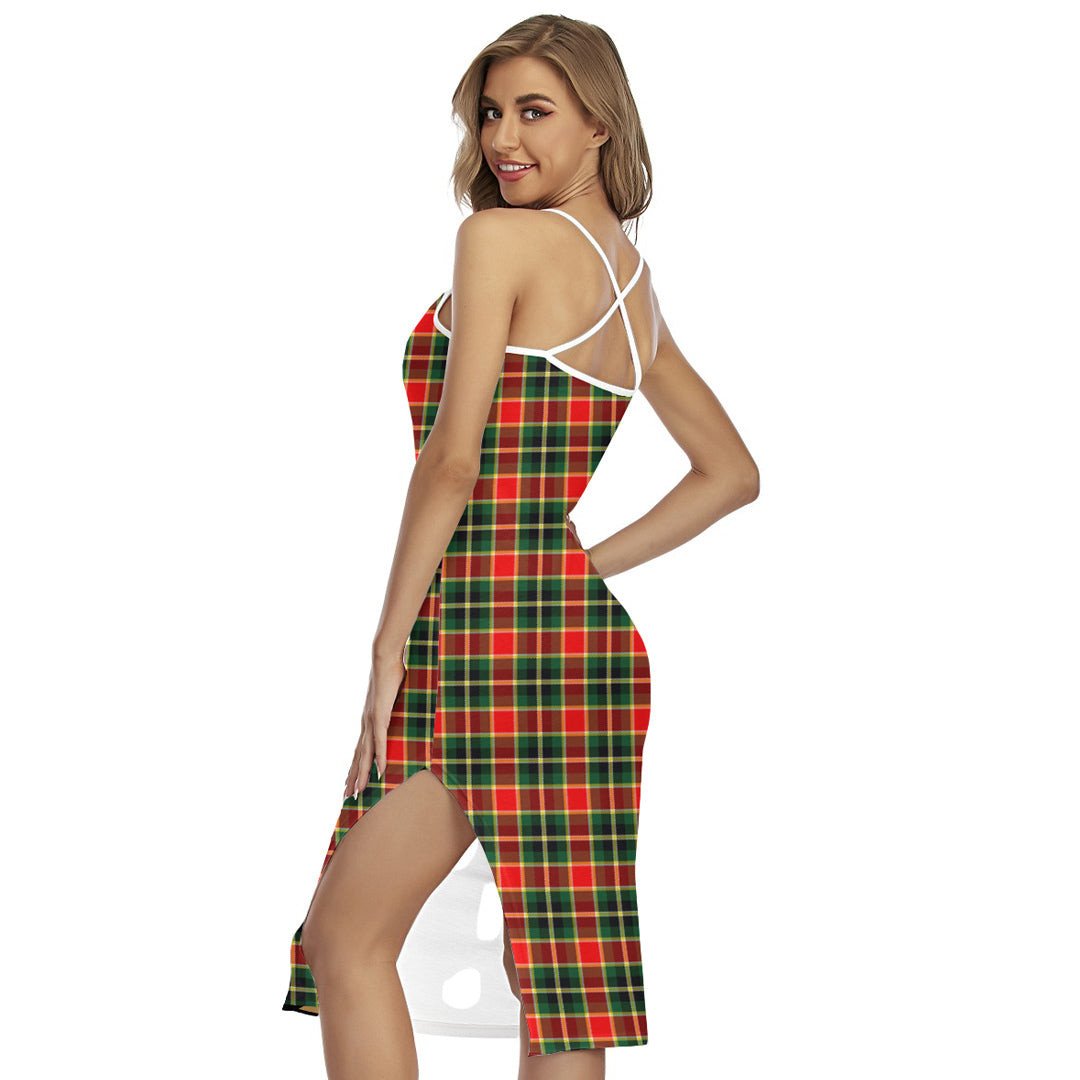 MacLachlan Hunting Modern Tartan Crest Back Cross Cami Dress