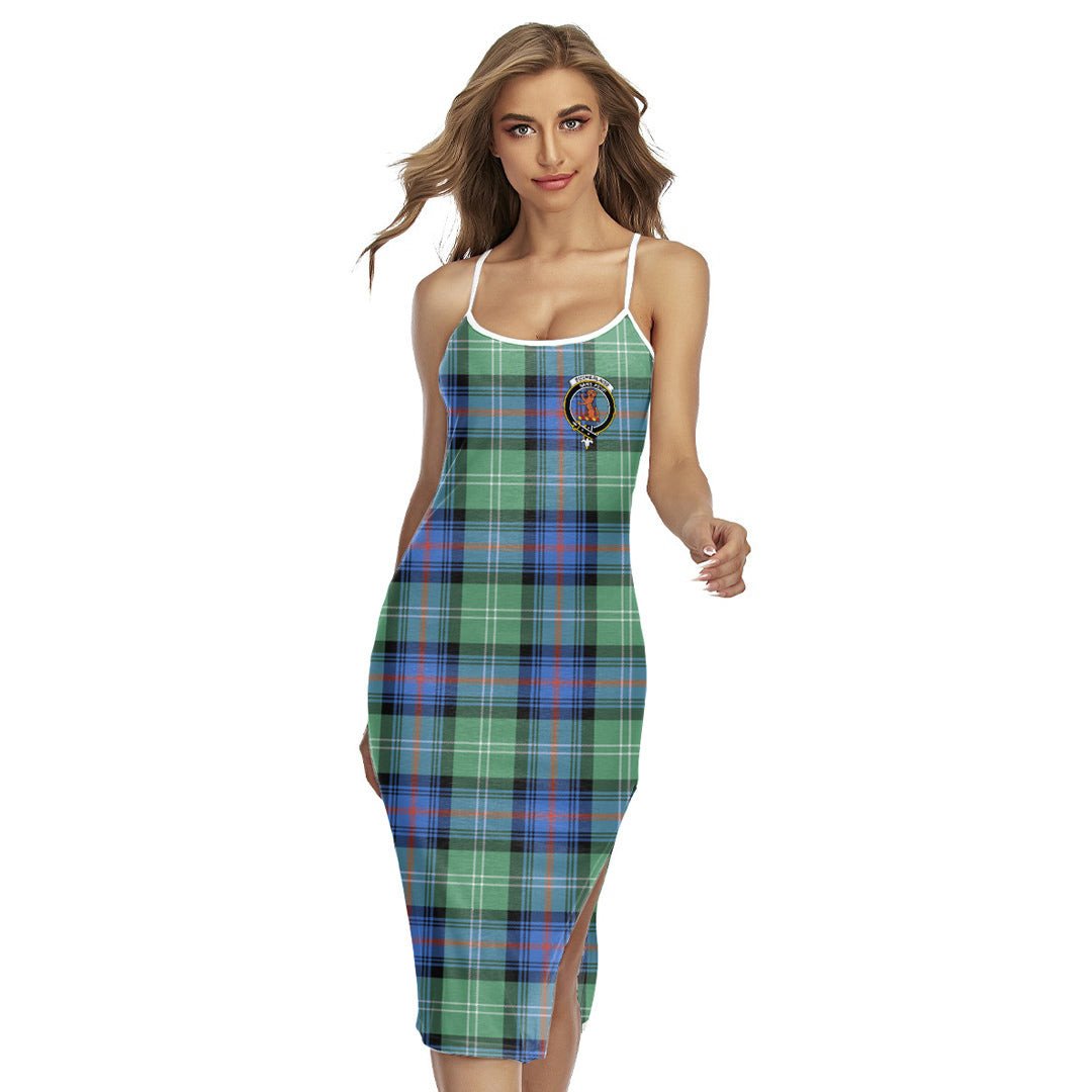 Sutherland Old Ancient Tartan Crest Back Cross Cami Dress
