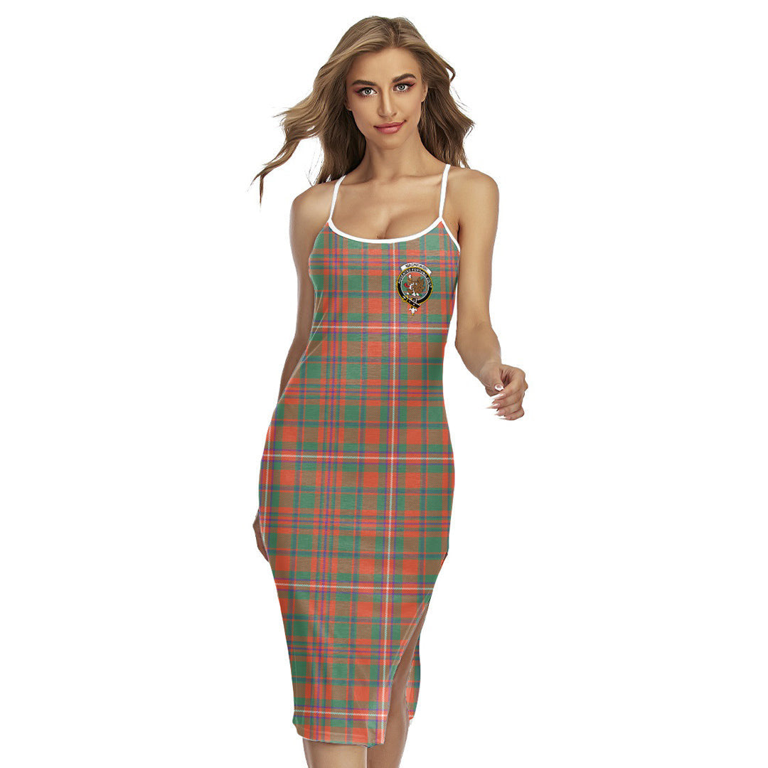 MacKinnon Ancient Tartan Crest Back Cross Cami Dress