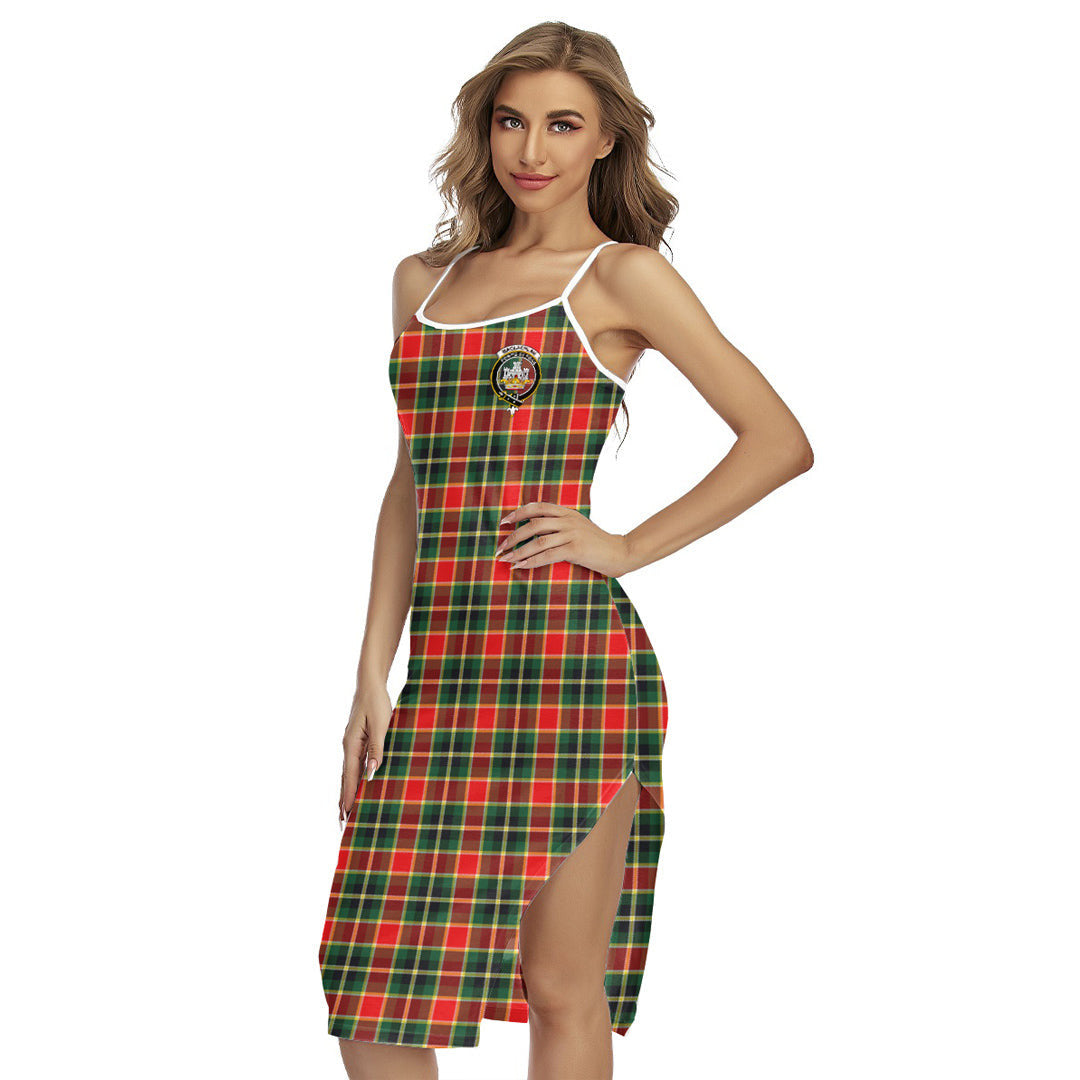 MacLachlan Hunting Modern Tartan Crest Back Cross Cami Dress