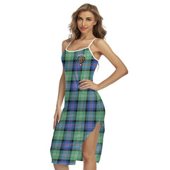 Sutherland Old Ancient Tartan Crest Back Cross Cami Dress