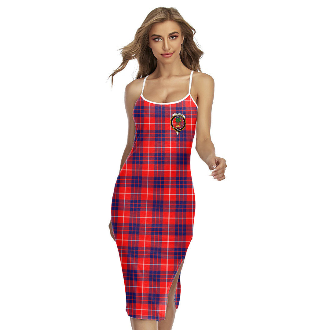 Hamilton Modern Tartan Crest Back Cross Cami Dress