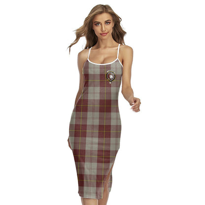 Cunningham Burgundy Dancers Tartan Crest Back Cross Cami Dress