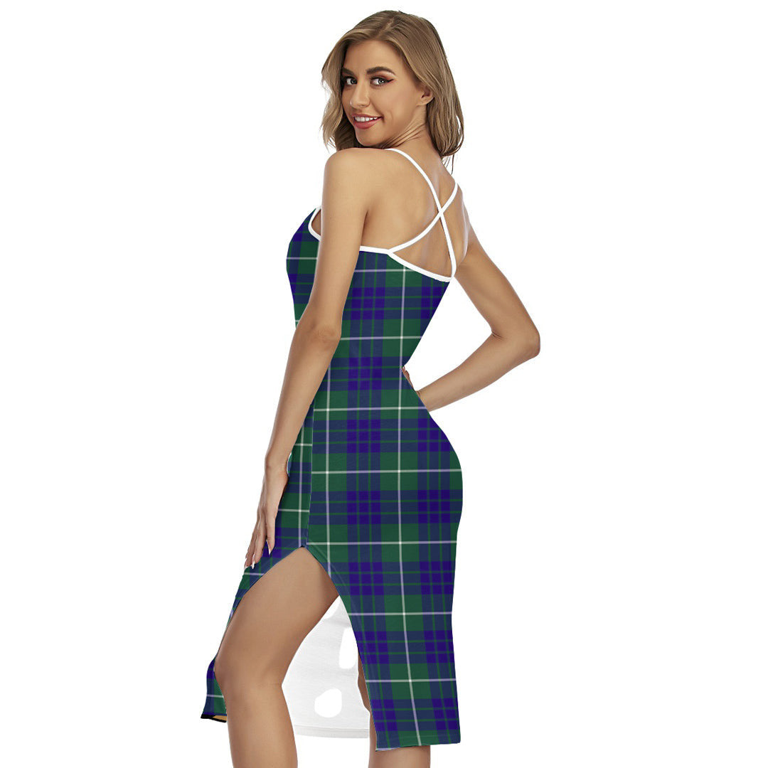 Hamilton Hunting Modern Tartan Crest Back Cross Cami Dress