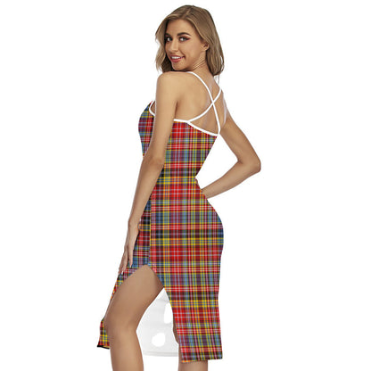 Drummond of Strathallan Tartan Crest Back Cross Cami Dress