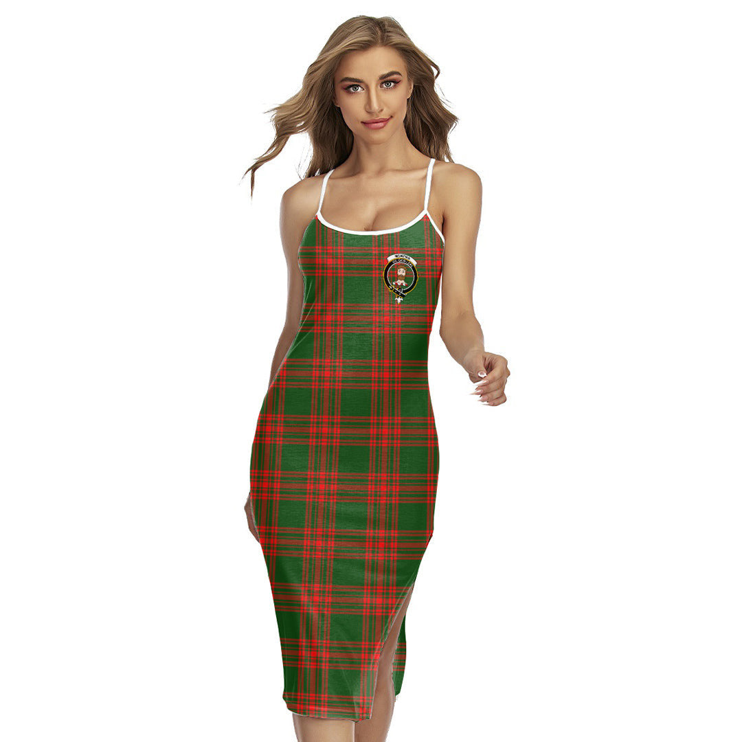 Menzies Green Modern Tartan Crest Back Cross Cami Dress