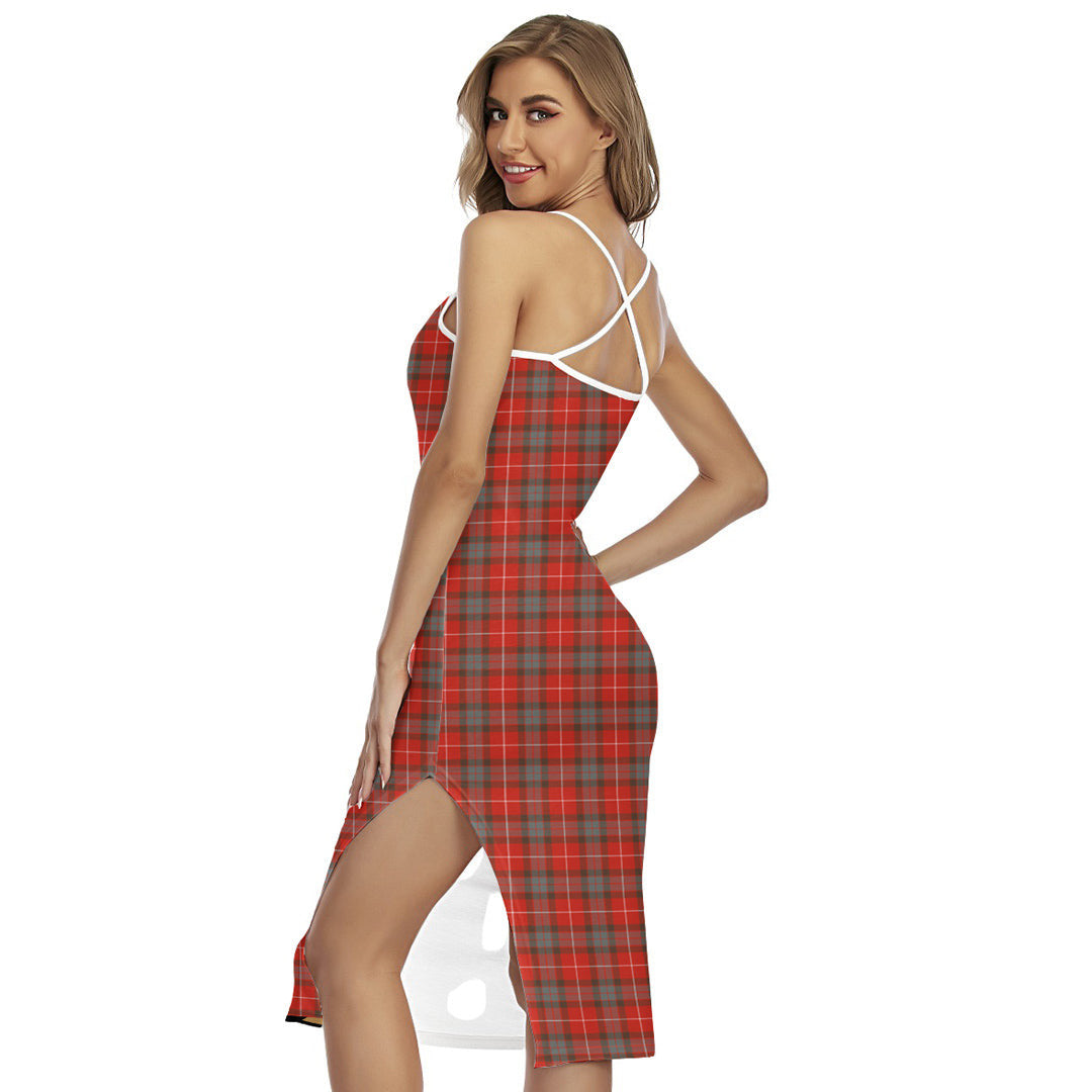 Fraser Weathered Tartan Crest Back Cross Cami Dress