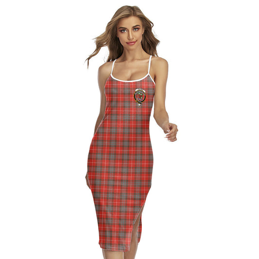 Fraser Weathered Tartan Crest Back Cross Cami Dress