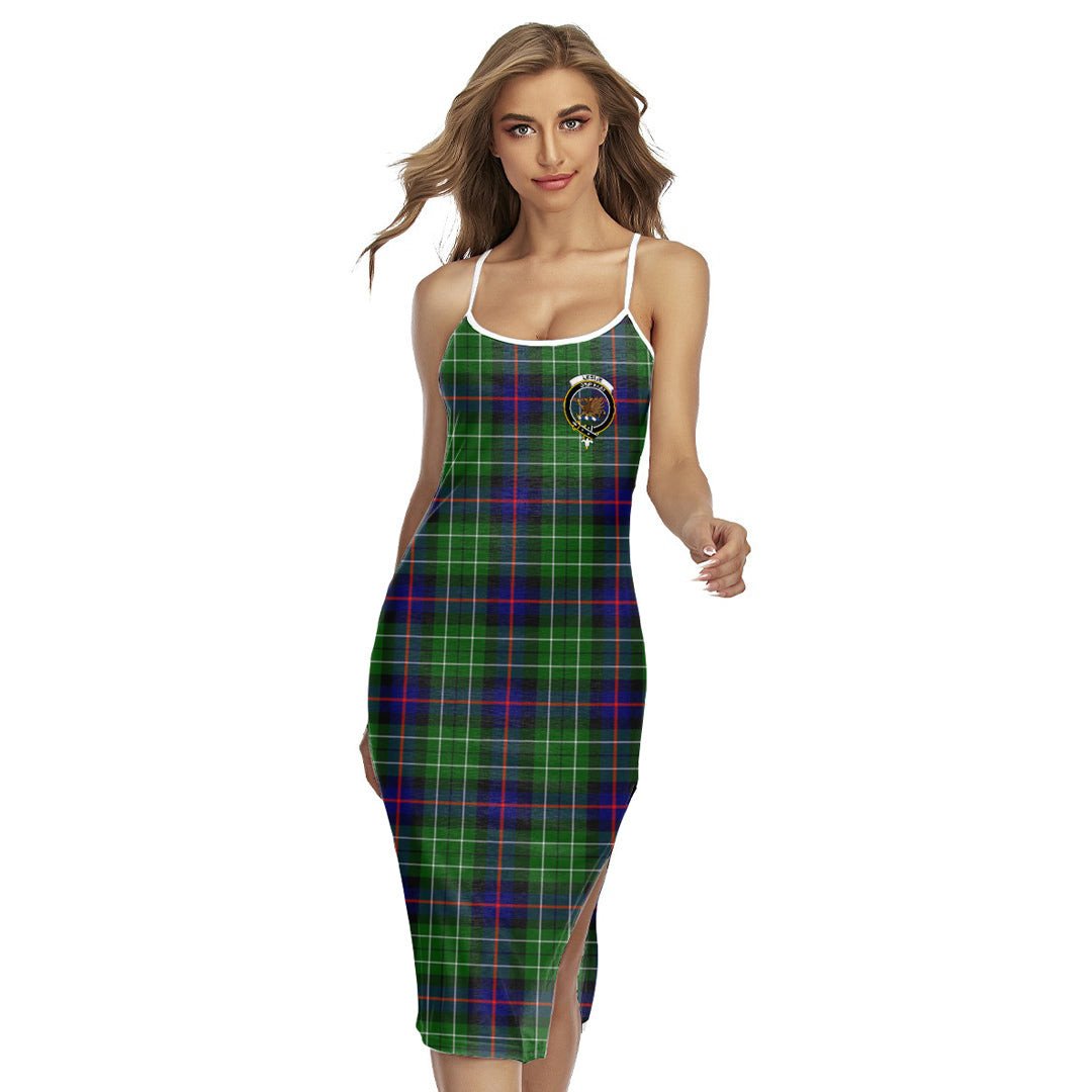 Leslie Hunting Tartan Crest Back Cross Cami Dress