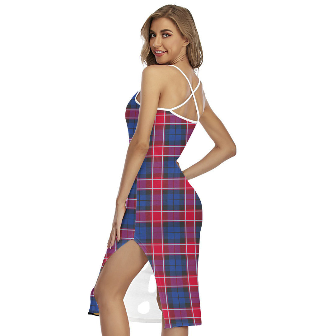 Graham of Menteith Red Tartan Crest Back Cross Cami Dress