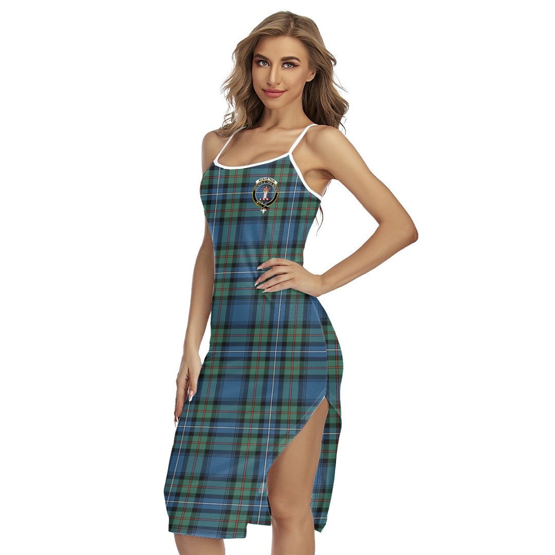 Robertson Hunting Ancient Tartan Crest Back Cross Cami Dress