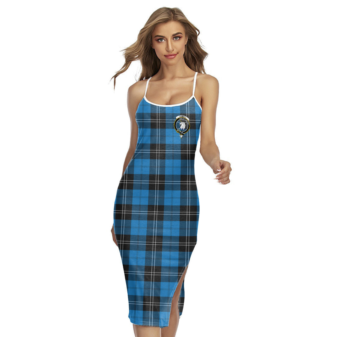 Ramsay Blue Ancient Tartan Crest Back Cross Cami Dress