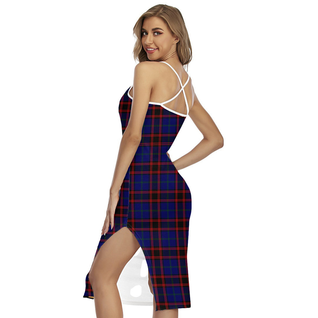 Home Modern Tartan Crest Back Cross Cami Dress