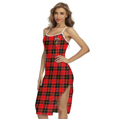 Wallace Hunting Red Tartan Crest Back Cross Cami Dress