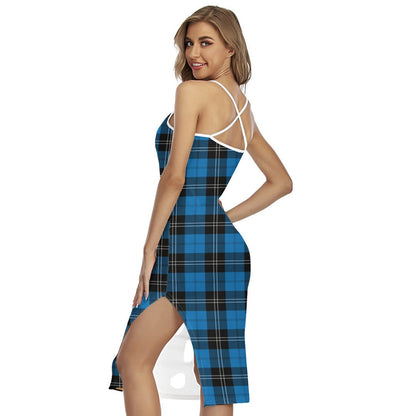 Ramsay Blue Ancient Tartan Crest Back Cross Cami Dress