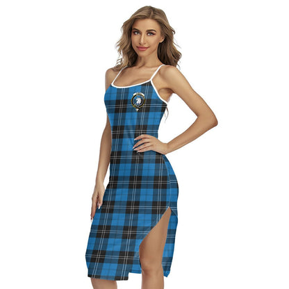 Ramsay Blue Ancient Tartan Crest Back Cross Cami Dress