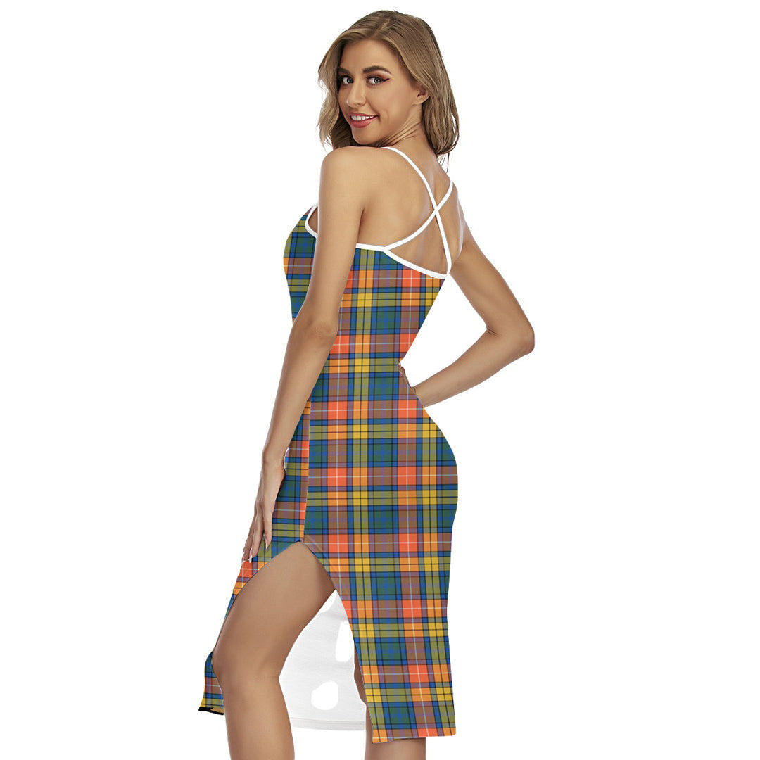 Buchanan Ancient Tartan Crest Back Cross Cami Dress