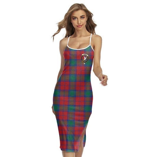 Lindsay Modern Tartan Crest Back Cross Cami Dress