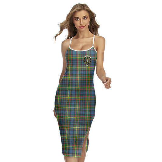 MacLellan Ancient Tartan Crest Back Cross Cami Dress