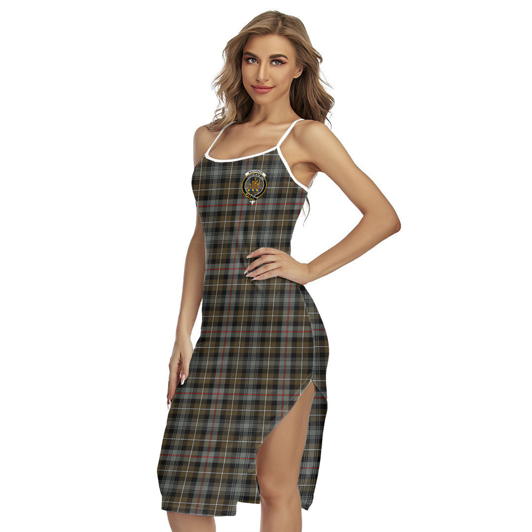 MacKenzie Weathered Tartan Crest Back Cross Cami Dress