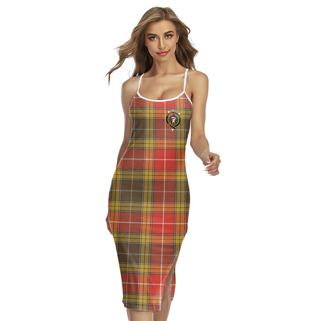 Buchanan Old Set Weathered Tartan Crest Back Cross Cami Dress