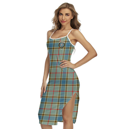 Balfour Blue Tartan Crest Back Cross Cami Dress