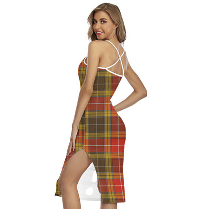 Buchanan Old Set Weathered Tartan Crest Back Cross Cami Dress