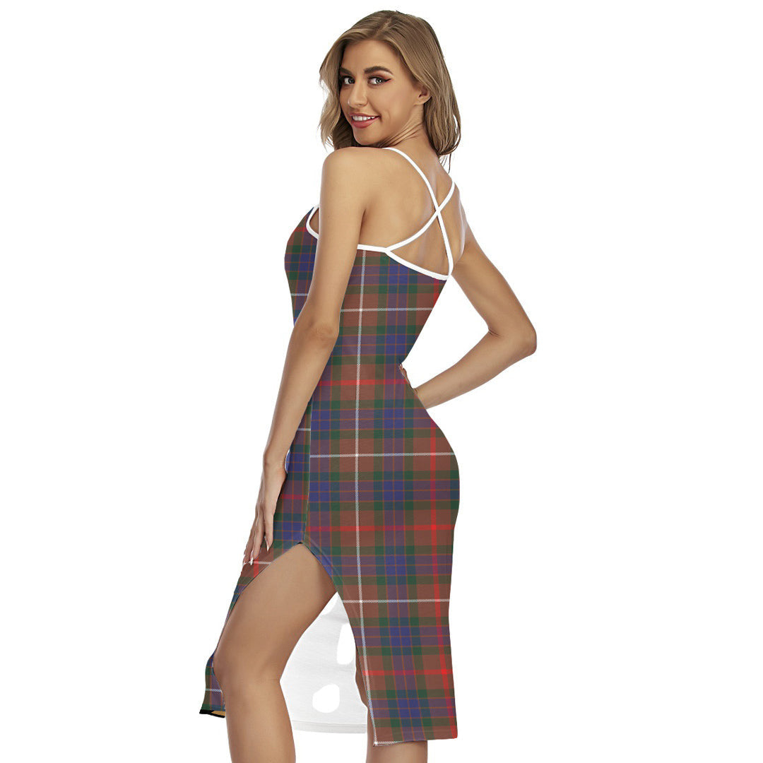 Fraser Hunting Modern Tartan Crest Back Cross Cami Dress