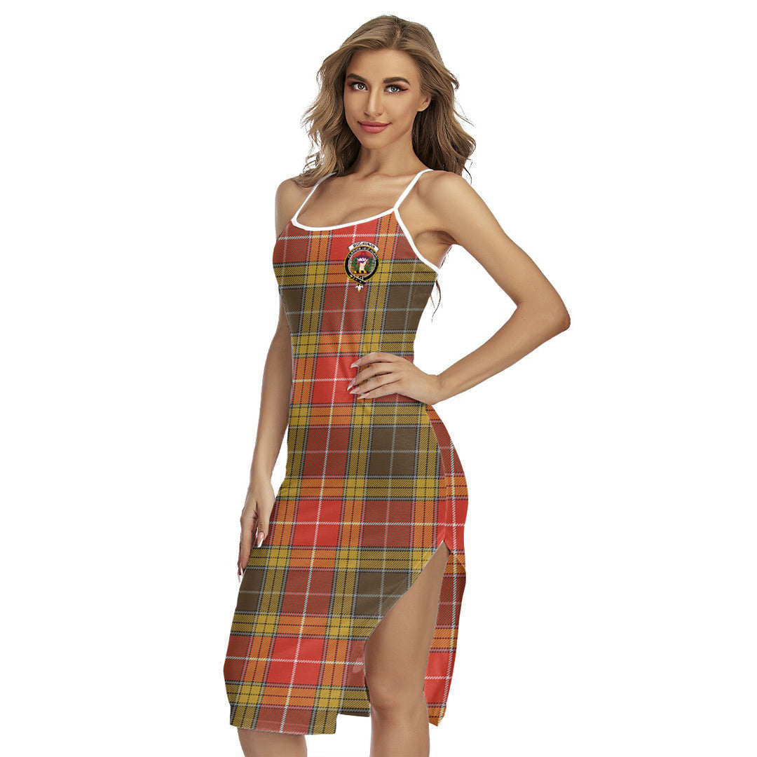 Buchanan Old Set Weathered Tartan Crest Back Cross Cami Dress