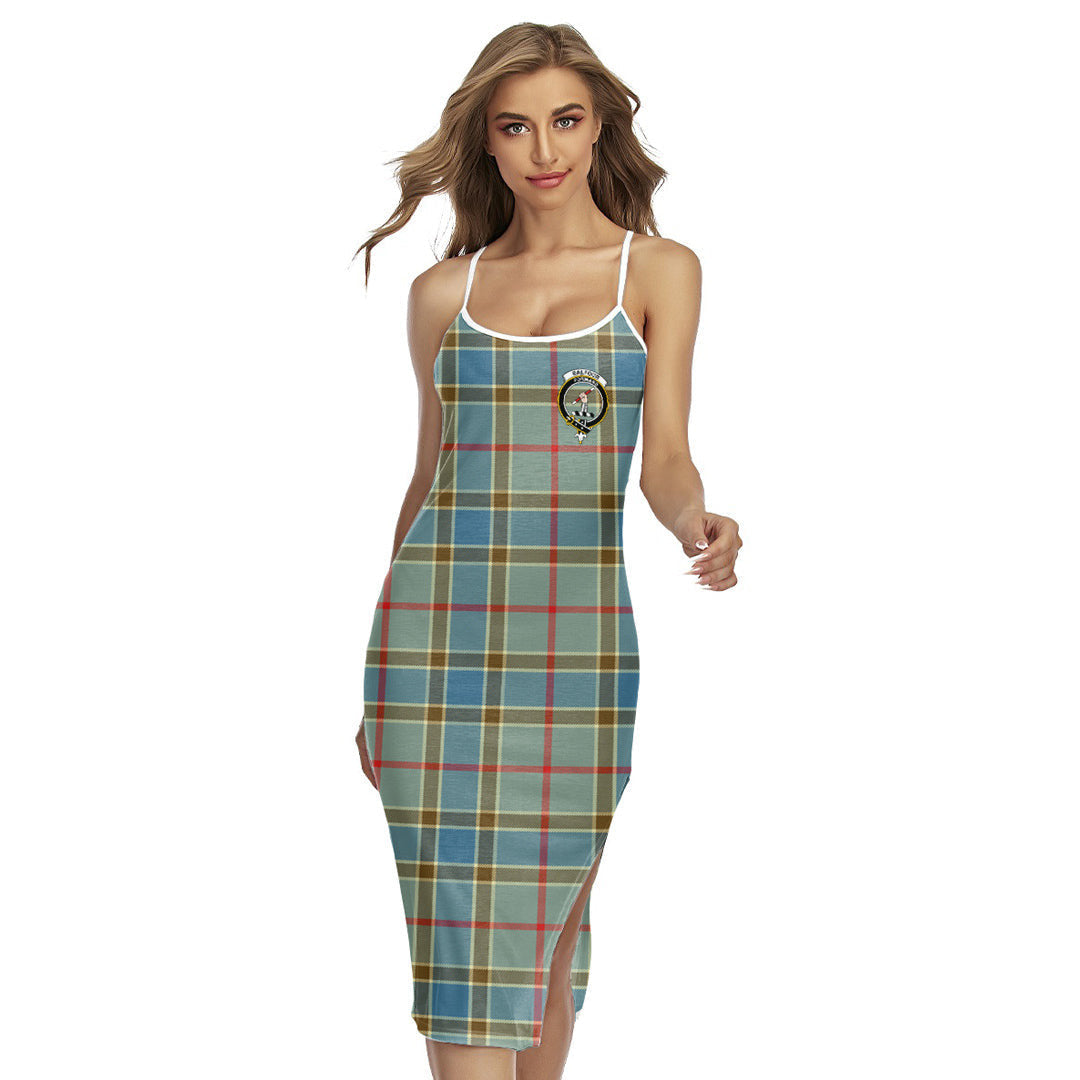 Balfour Blue Tartan Crest Back Cross Cami Dress