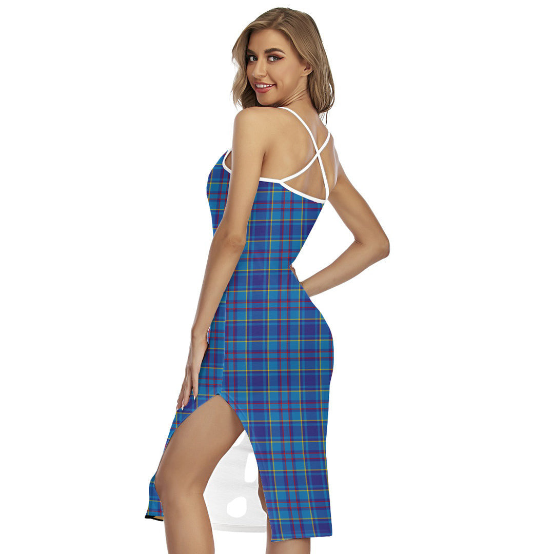 Mercer Modern Tartan Crest Back Cross Cami Dress