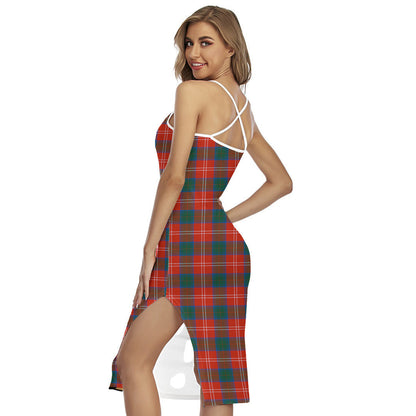 Chisholm Ancient Tartan Crest Back Cross Cami Dress