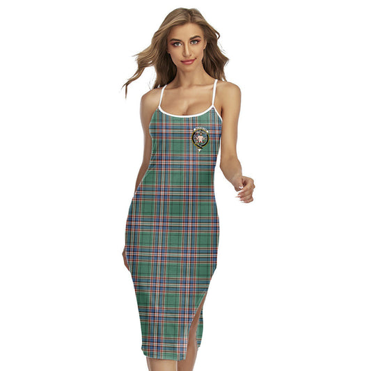 MacFarlane Hunting Ancient Tartan Crest Back Cross Cami Dress