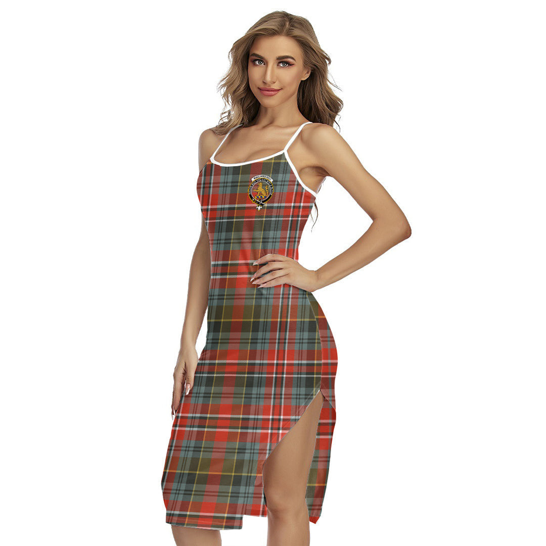 MacPherson Weathered Tartan Crest Back Cross Cami Dress