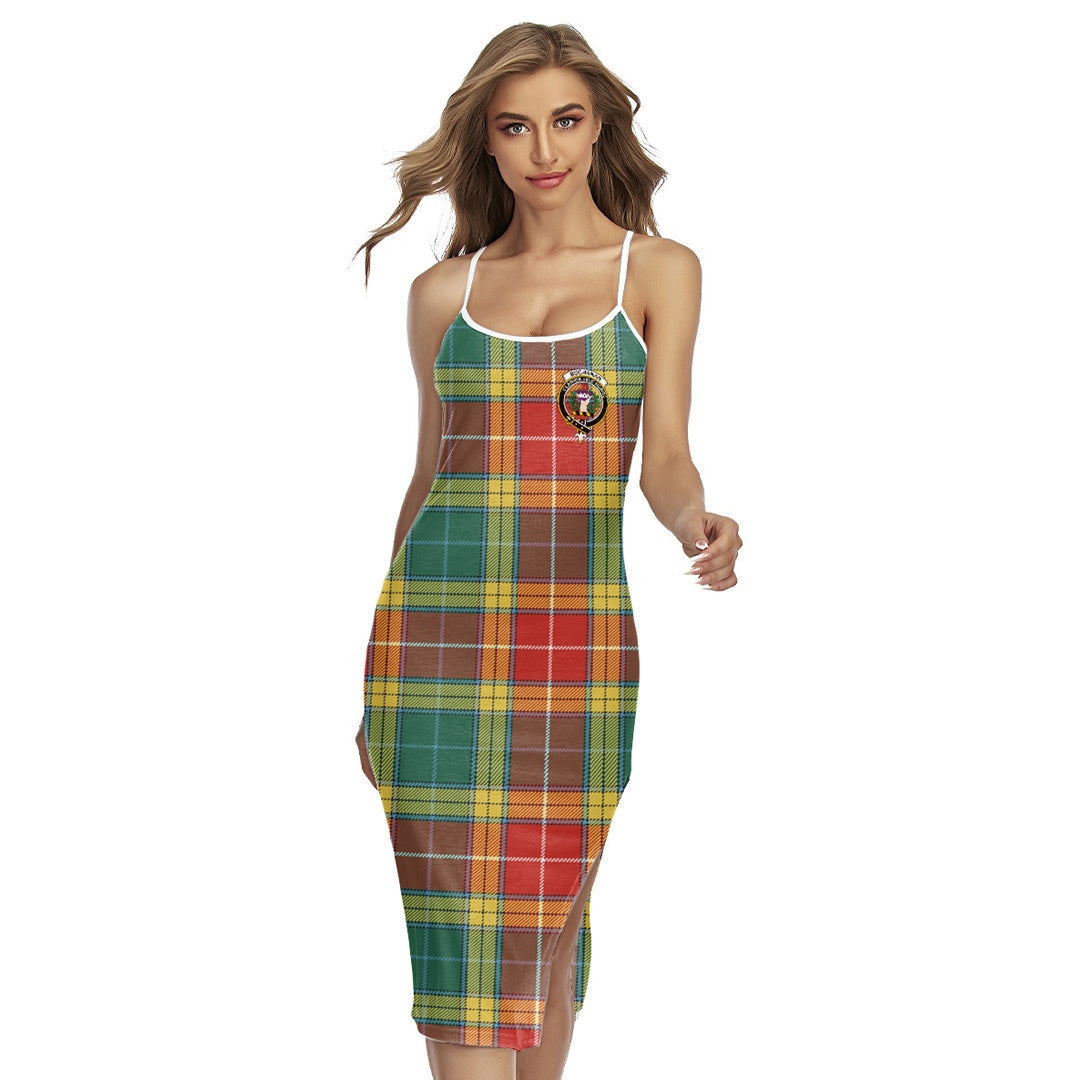 Buchanan Old Sett Tartan Crest Back Cross Cami Dress