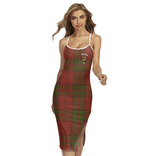 Drummond Tartan Plaid Tartan Crest Back Cross Cami Dress