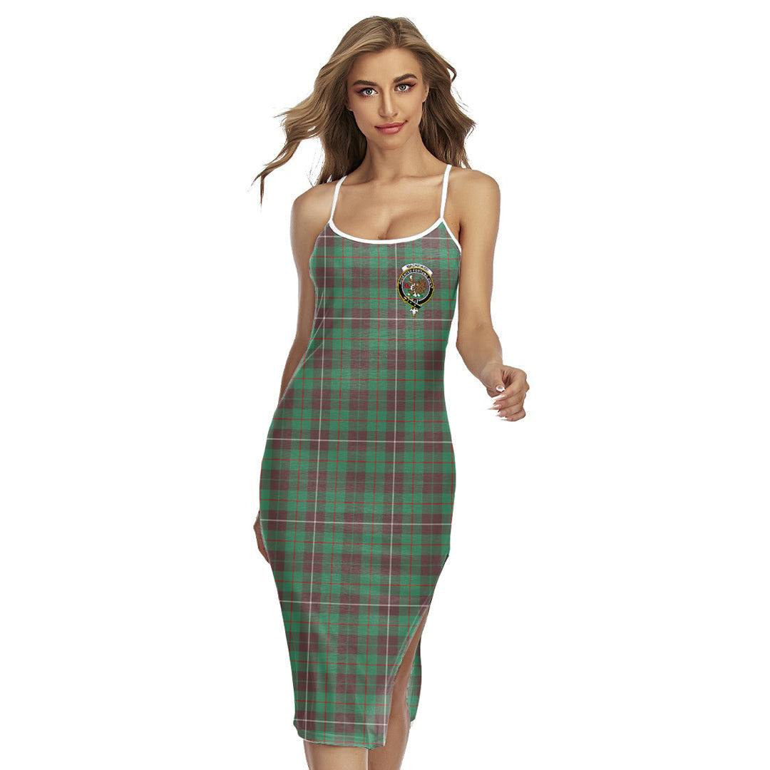 MacKinnon Hunting Ancient Tartan Crest Back Cross Cami Dress