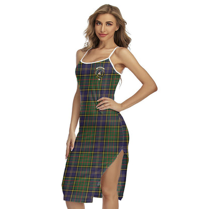 MacMillan Hunting Modern Tartan Crest Back Cross Cami Dress