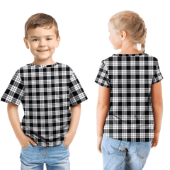 MacFarlane Black & White Ancient Tartan Plaid TShirt