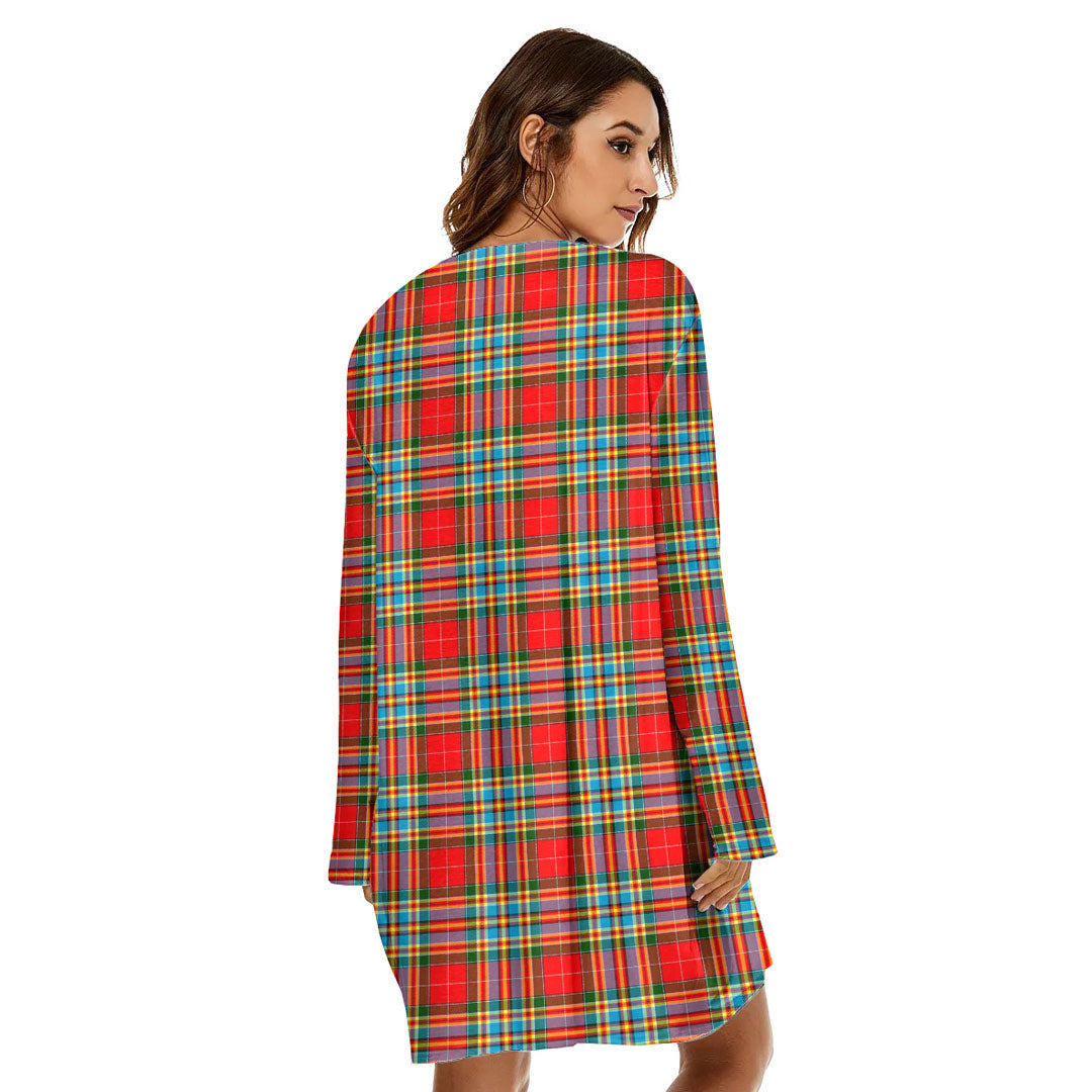 Chattan Tartan Plaid Loose Crew Neck Dress