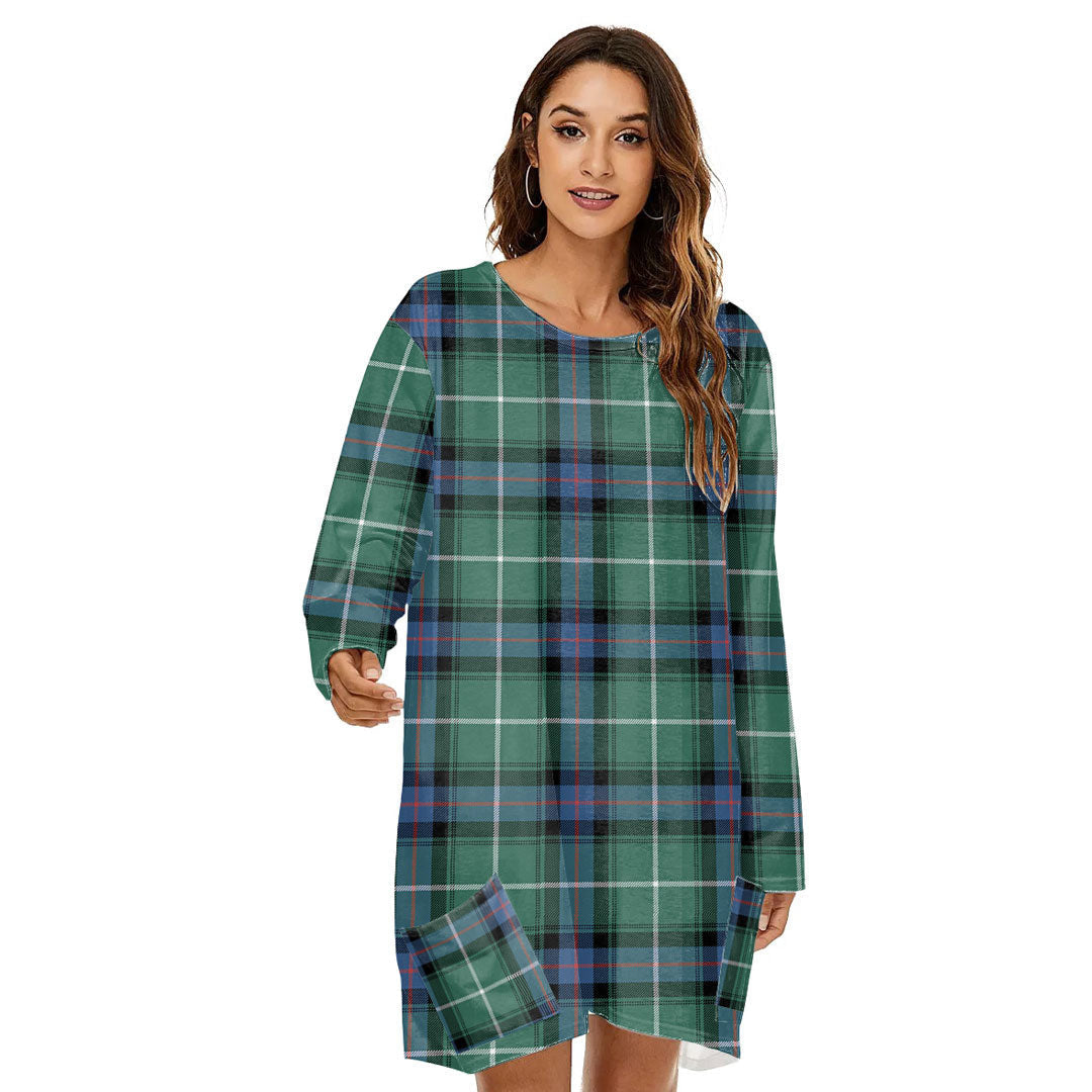 MacDonald of the Isles Hunting Ancient Tartan Plaid Loose Crew Neck Dress