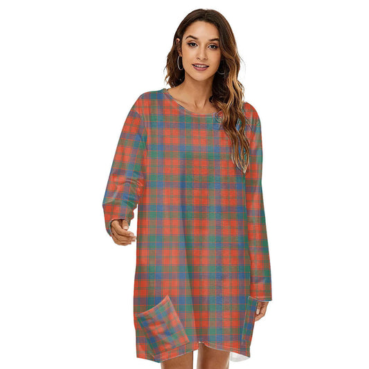 Robertson Ancient Tartan Plaid Loose Crew Neck Dress