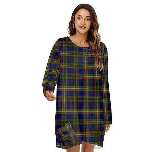 Clelland Modern Tartan Plaid Loose Crew Neck Dress