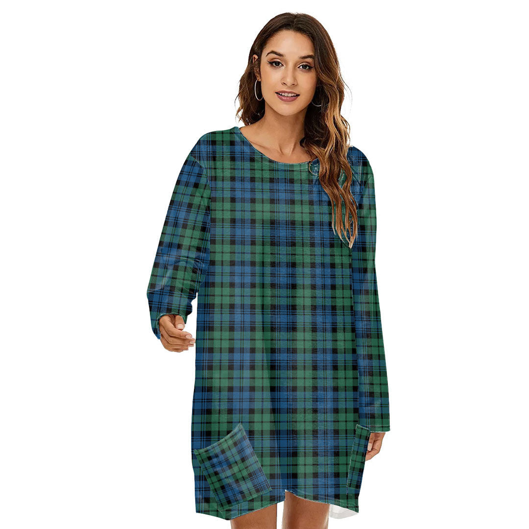 Campbell Ancient 02 Tartan Plaid Loose Crew Neck Dress