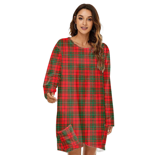 MacAulay Modern Tartan Plaid Loose Crew Neck Dress