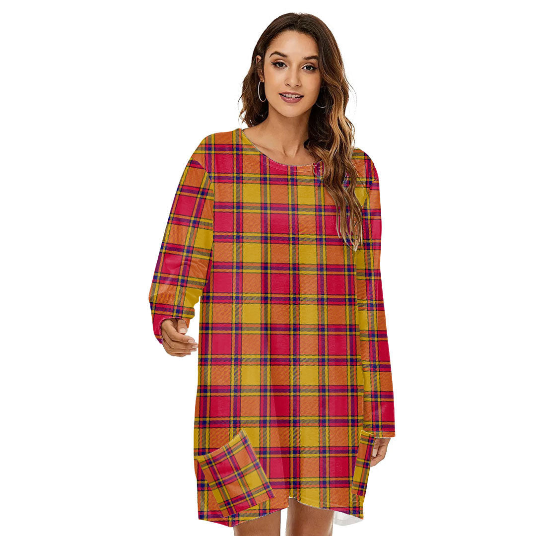 Scrymgeour Tartan Plaid Loose Crew Neck Dress