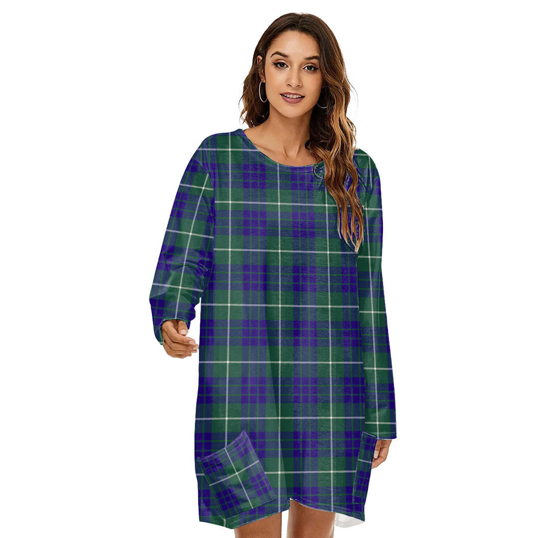 Hamilton Hunting Modern Tartan Plaid Loose Crew Neck Dress