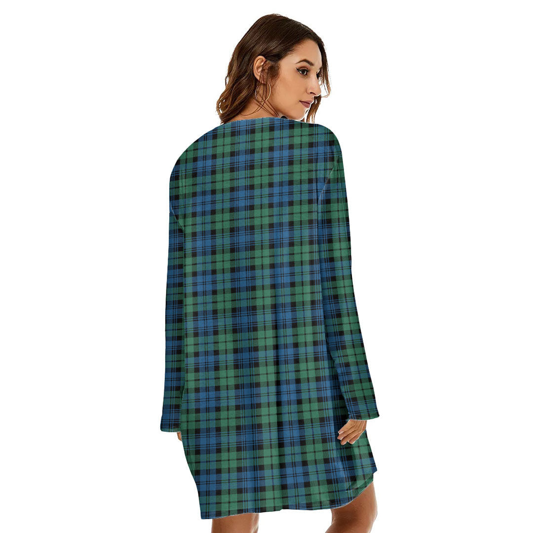 Campbell Ancient 02 Tartan Plaid Loose Crew Neck Dress