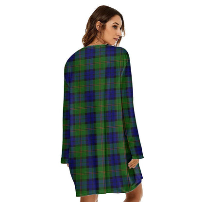 Dundas Modern Tartan Plaid Loose Crew Neck Dress